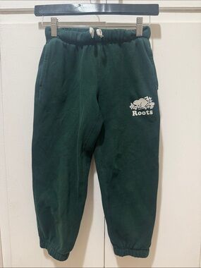 Roots Kids Dark Green Fleece Joggers